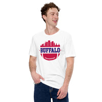 Buffalo Skyline Football Fanatic Vintage Graphic T-Shirt: Ideal Gift for Him & Her, Football Fans - Retro Style Game Day Shirt - White