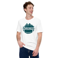 Philadelphia Skyline Football Fanatic Vintage Graphic T-Shirt: Ideal Gift for Him & Her, Football Fans - Retro Style Game Day Shirt - White