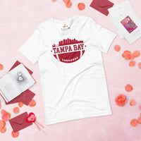 Tampa Bay Skyline Football Fanatic Vintage Graphic T-Shirt: Gift Ideas for Him & Her, Football Fans - Retro Style Game Day Shirt - White