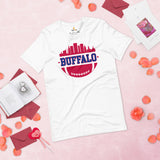 Buffalo Skyline Football Fanatic Vintage Graphic T-Shirt: Ideal Gift for Him & Her, Football Fans - Retro Style Game Day Shirt - White