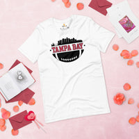 Tampa Bay Skyline Football Fanatic Vintage Graphic T-Shirt: Ideal Gift for Him & Her, Football Fans - Retro Style Game Day Shirt - White
