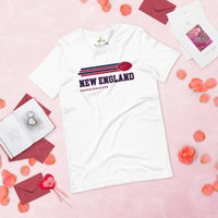 New England, Massachusetts Football Fanatic Vintage Graphic Shirt - Ideal Gifts for Him & Her, Football Fans - White