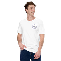 Happy Smiley Face Emoji T-Shirt - Baltimore Football Fanatic Vintage Graphic Shirt: Gift for Him & Her, Football Fans - Game Day Shirt - White, Front