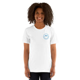 Happy Smiley Face Emoji T-Shirt - Detroit Football Fanatic Vintage Graphic Shirt: Gift for Him & Her, Football Fans - Game Day Shirt - White, Women, Front