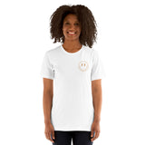 Happy Smiley Face Emoji T-Shirt - New Orleans Football Fanatic Vintage Graphic Shirt: Gift for Him & Her, Football Fans - Game Day Tee - White, Women, Front