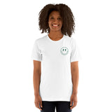 Happy Smiley Face Emoji T-Shirt - New York Football Fanatic Vintage Graphic Shirt: Gift for Him & Her, Football Fans - White, Women, Front