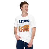 Vintage Baseball T-Shirt - Gift Ideas for Him & Her, Baseball Lovers & Enthusiasts - Astros Shirt - Retro Game Day Tees for Men & Women - White