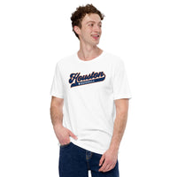 Vintage Houston Baseball Fanatic Shirt: Gift Ideas for Him & Her, Baseball Lovers & Enthusiasts - Game Day Tees for Men & Women - White