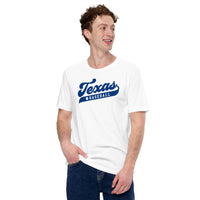 Vintage Texas Baseball Fanatic Shirt: Gift Ideas for Him & Her, Baseball Lovers & Enthusiasts - Retro Style Game Day Tee - White