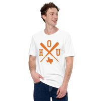 Vintage Houston Baseball Emblem Fanatic T-Shirt: Ideal Gifts for Him & Her, Baseball Lovers & Enthusiasts - Retro Style Game Day Shirt - White