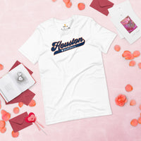 Vintage Houston Baseball Fanatic Shirt: Gift Ideas for Him & Her, Baseball Lovers & Enthusiasts - Game Day Tees for Men & Women - White