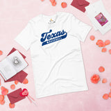 Vintage Texas Baseball Fanatic Shirt: Gift Ideas for Him & Her, Baseball Lovers & Enthusiasts - Retro Style Game Day Tee - White