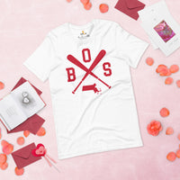 Vintage Boston Baseball Emblem Fanatic T-Shirt: Ideal Gifts for Him & Her, Baseball Lovers & Enthusiasts - Retro Style Game Day Shirt - White