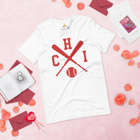 Vintage Chicago Baseball Emblem Fanatic T-Shirt: Ideal Gifts for Him & Her, Baseball Lovers & Enthusiasts - Retro Game Day Shirt - White