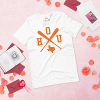Vintage Houston Baseball Emblem Fanatic T-Shirt: Ideal Gifts for Him & Her, Baseball Lovers & Enthusiasts - Retro Style Game Day Shirt - White