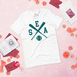Vintage Seattle Baseball Emblem Fanatic T-Shirt: Ideal Gifts for Him & Her, Baseball Lovers & Enthusiasts - Retro Style Game Day Shirt - White