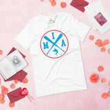 Vintage Miami Baseball Emblem Fanatic T-Shirt: Gift Ideas for Him & Her, Baseball Enthusiasts & Lovers - Retro Style Game Day Tee - White