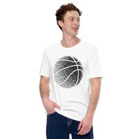 Birthday, Christmas Gift Ideas for Basketball Lovers, Coach & Players - Senior Night, Game Outfit & Attire - Polka Dot Basketball Tee - White