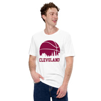 Ideal Christmas Gift for Basketball Lover, Coach & Player - Senior Night, Game Outfit & Attire - Cleveland Skyline B-ball Fanatic Shirt - White