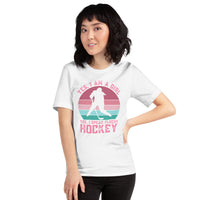 Hockey Jersey, Game Outfit & Attire - Bday & Christmas Gifts for Hockey Players & Goalies - Funny I'm A Girl I Speak Fluent Hockey Tee - White