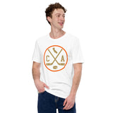 Hockey Game Outfit & Attire - Ideal Bday & Christmas Gifts for Hockey Players & Goalies - Vintage Anaheim Hockey Emblem Fanatic Shirt - White