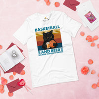 Christmas Gift Ideas for Basketball Lover, Coach & Player, Cat Lovers - Game Outfit - Basketball & Beer Because Murder Is Wrong T-Shirt - White