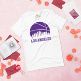 Christmas Gift Ideas for Basketball Lovers, Coach & Players - Senior Night, Game Outfit - Los Angeles Skyline B-ball Fanatic T-Shirt - White