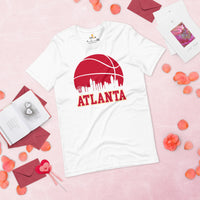 Ideal Christmas Gift for Basketball Lover, Coach & Player - Senior Night, Game Outfit & Attire - Atlanta Skyline B-ball Fanatic T-Shirt - White