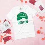 Ideal Christmas Gift for Basketball Lover, Coach & Player - Senior Night, Game Outfit & Attire - Boston Skyline B-ball Fanatic T-Shirt - White