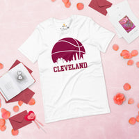 Ideal Christmas Gift for Basketball Lover, Coach & Player - Senior Night, Game Outfit & Attire - Cleveland Skyline B-ball Fanatic Shirt - White