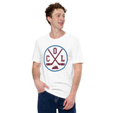 Hockey Game Outfit & Attire - Ideal Bday & Christmas Gifts for Hockey Players & Goalies - Vintage Colorado Hockey Emblem Fanatic Tee - White