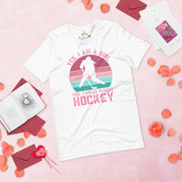 Hockey Jersey, Game Outfit & Attire - Bday & Christmas Gifts for Hockey Players & Goalies - Funny I'm A Girl I Speak Fluent Hockey Tee - White