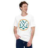 Hockey Game Outfit & Attire - Ideal Bday & Christmas Gifts for Hockey Players & Goalies - Vintage San Jose Hockey Emblem Fanatic Tee - White