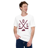 Hockey Game Outfit & Attire - Bday & Christmas Gift Ideas for Hockey Players & Goalies - Retro Colorado Hockey Emblem Fanatic T-Shirt - White