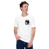 Hockey Game Outfit & Attire - Bday & Christmas Gift Ideas for Hockey Players & Goalies - Retro Chicago Hockey Emblem Fanatic T-Shirt - White, Front
