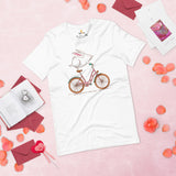 Cycling Gear - Bike Clothes - Biking Attire, Outfit - Gifts for Cyclists, Bicycle Enthusiasts - Cute Rabbit Artistic Cycling Tee - White