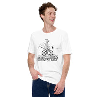 Cycling Gear - MTB Clothing - Mountain Bike Attire, Outfits, Apparel - Gifts for Cyclists, Bicycle Enthtusiasts - Mountain Goat T-Shirt - White
