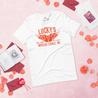 Motorcycle Gear - Unique Gifts for Him, Motorbike Riders - Moto Riding Gears, Biker Attire, Clothing - Funny Lucky's Spread Eagle Tee - White