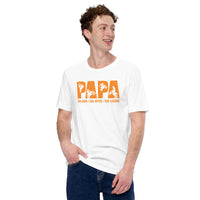 Dirt Motorcycle Gear - Dirt Bike Riding Attire - Father's Day Gifts for Motorbike Riders - Retro Papa The Man The Myth The Legend Tee - White