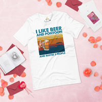 Fishing & Vacation Outfit - Boat Party Attire - Gift for Boat Owner, Boater, Fisherman, Beer Lovers - Funny I Like Beer And Pontoon Tee - White