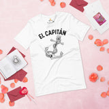 Fishing & Vacation Shirt, Outfit - Boat Party Attire - Gift for Boat Owner, Boater, Fisherman - Funny El Capitan Tee - White