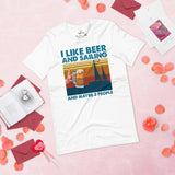 Fishing & Vacation Outfit - Boat Party Attire - Gift for Boat Owner, Boater, Fisherman, Beer Lover - Funny I Like Beer And Sailing Tee - White