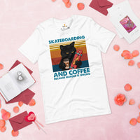 Skateboard Streetwear Outfit, Attire - Skate Shirt, Wear - Gifts for Skaters - Skateboarding And Coffee Because Murder Is Wrong Tee - White