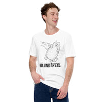 Cat Clothes & Attire - Funny Chonk Cat Mom & Dad Tee Shirts - Gifts For Cat Lovers & Owners - Rolling Fatties T-Shirt - White