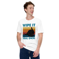 Cat Themed Clothes & Attire - Funny Cat Mom & Dad Tee Shirts - Presents, Gift Ideas For Cat Lovers & Owners - Wipe It Real Good T-Shirt - White