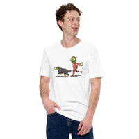 Berner Dog Themed Clothes & Attire - Funny Canine Tee Shirt & Outfit For Humans - Gifts for Dog Lovers - Zombie Chasing His Foot Shirt - White