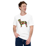 Frenchie Dog Themed Clothes & Attire - Canine Tee Shirts & Outfit For Humans - Gifts for Campers & Dog Lovers - Tropical Floral T-Shirt - White