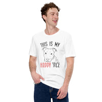 Pit Bull Dog Themed Clothes - Gifts for Bully Dog Moms, Dads & Lovers - Funny Canine Tee Shirts For Humans - My Happy Face T-Shirt - White