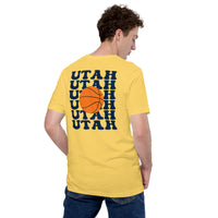 Bday & Christmas Gift Ideas for Basketball Lovers, Coach & Players - Senior Night, Game Outfit & Attire - Utah B-ball Fanatic T-Shirt - Yellow, Back