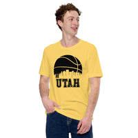 Christmas Gift Ideas for Basketball Lovers, Coach & Players - Senior Night, Game Outfit & Attire - Utah Skyline B-ball Fanatic T-Shirt - Yellow